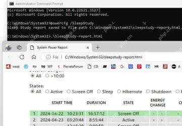 Win11 生成 SleepStudy 报告并在浏览器查看睡眠状态