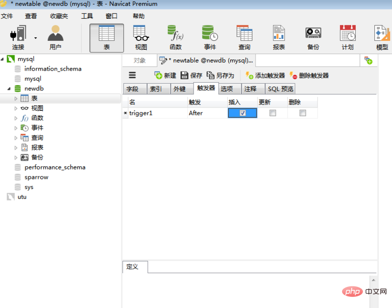 So legen Sie Trigger mit Navicat fest