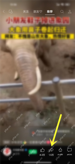 微信手机端点击目标视频的分享箭头：分享箭头