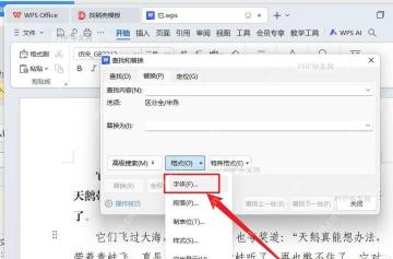 第三步进入字体格式的 WPS 文字真实界面截图