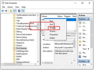 Windows 任务计划程序右键菜单中的禁用选项