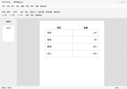 模拟 WPS 表格 Windows桌面版 完整窗口：在 PDF 阅读窗口检查实际成品