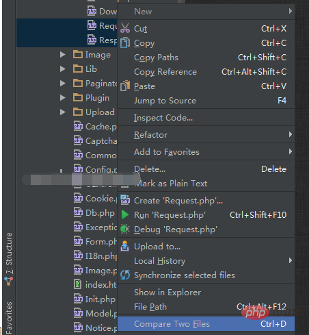 How to compare two sets of codes in phpstorm