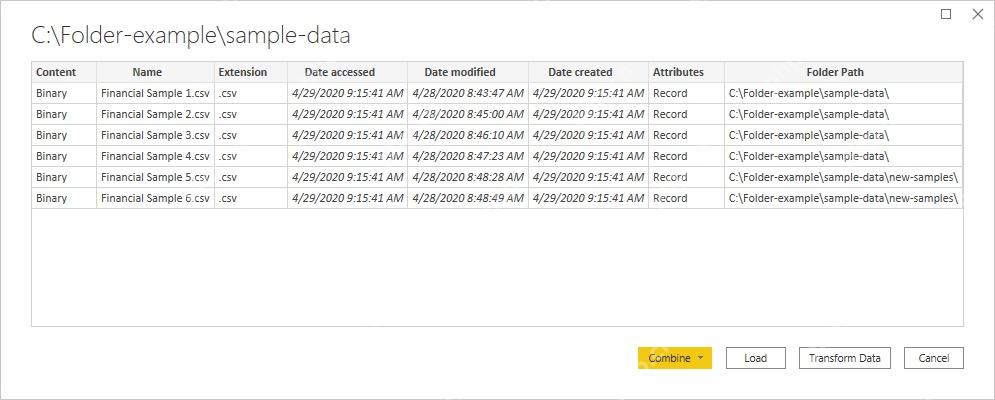 Power Query 文件夹信息列表,显示多个文件的名称、扩展名和文件夹路径