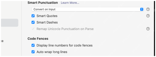 Code Fences 设置页显示默认代码语言和自动应用规则。