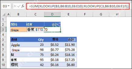 Excel XLOOKUP 搭配 SUM 处理两个边界之间的结果