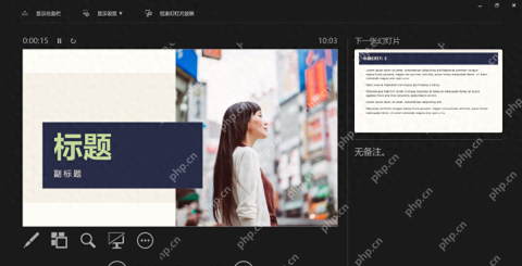 PowerPoint 演讲者视图显示当前幻灯片下一张幻灯片和备注区