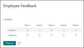 Microsoft Forms员工反馈Likert量表题界面