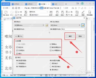 WPS 文字比较文档更多设置界面