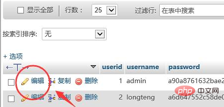 phpmyadmin を使用して管理者とユーザーのパスワードを変更する方法