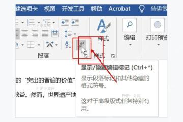 Word开始选项卡中显示隐藏编辑标记按钮