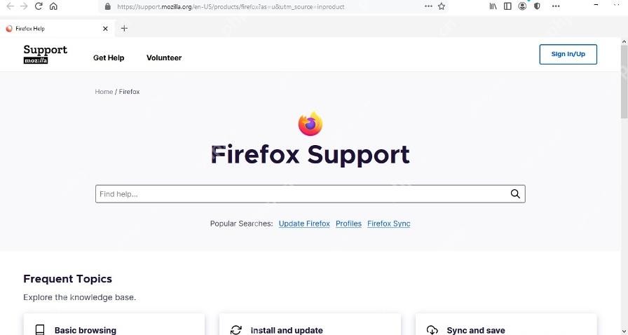 步骤2:在Firefox Support搜索问题真实操作界面