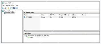 Hyper-V Manager 中已经创建的检查点按虚拟机名称和时间显示