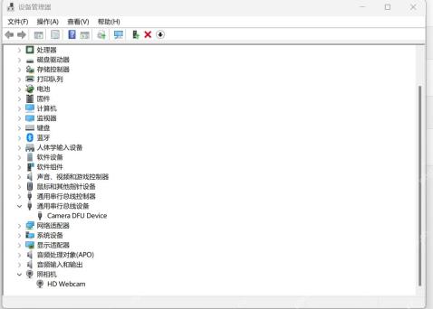 Win11设备管理器中展开硬件设备类别