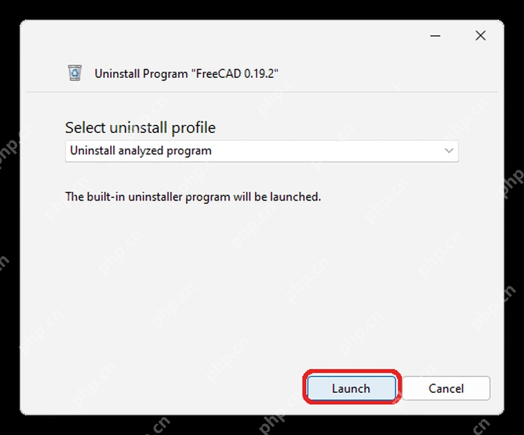 Total Uninstall Windows 卸载确认窗口中的 Launch 按钮。