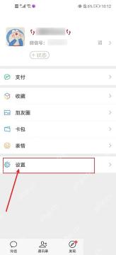 微信中文界面:从微信我的页面进入设置