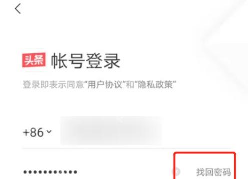 今日头条账号登录页找回密码入口