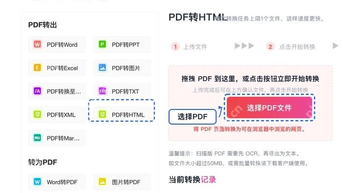 PDF转HTML上传PDF文件
