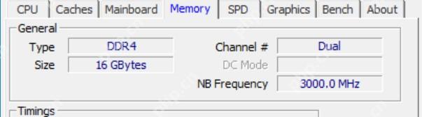 CPU-Z Memory 页面 General 区域显示 Type Size 和 Channel 字段