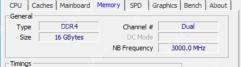 CPU-Z Memory 页面 General 区域显示 Type Size 和 Channel 字段