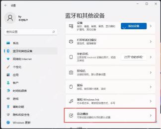 Win11 设置蓝牙和其他设备里打开自动播放入口