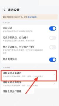 高德地图清除全部点亮城市入口