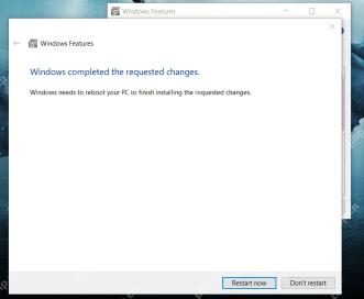 Windows10 Windows 功能完成更改后提示重启