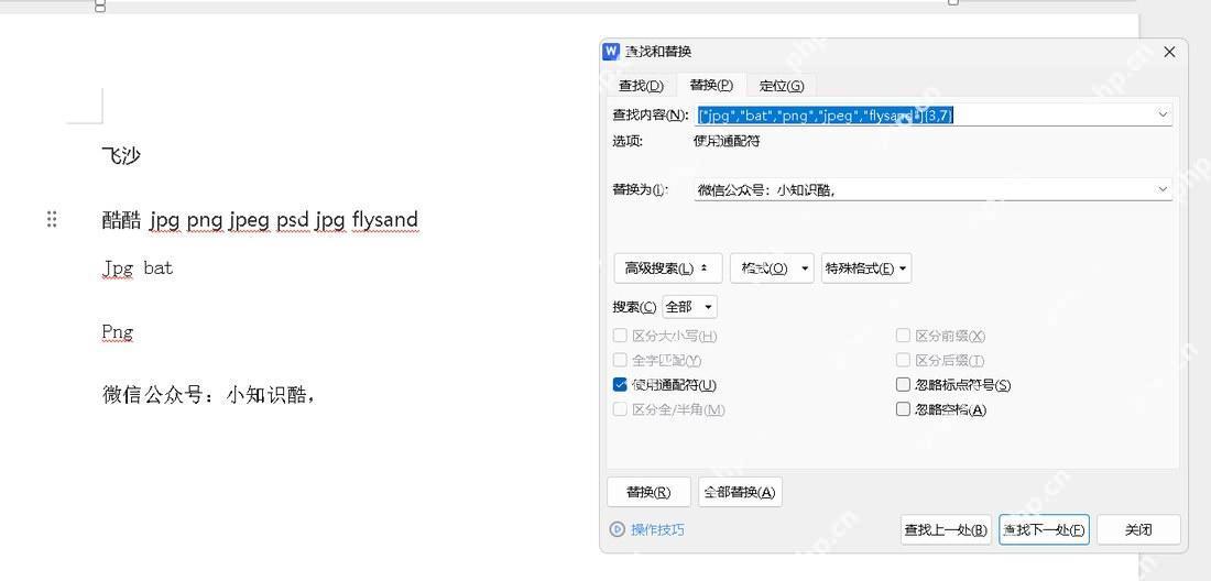 Word中先打开高级查找替换窗口