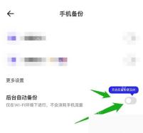 夸克手机备份页面打开后台自动备份开关
