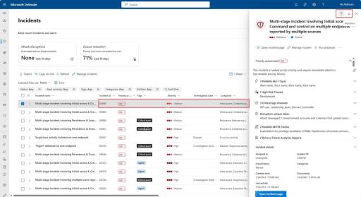 Microsoft Defender 门户中的事件队列和优先级列表
