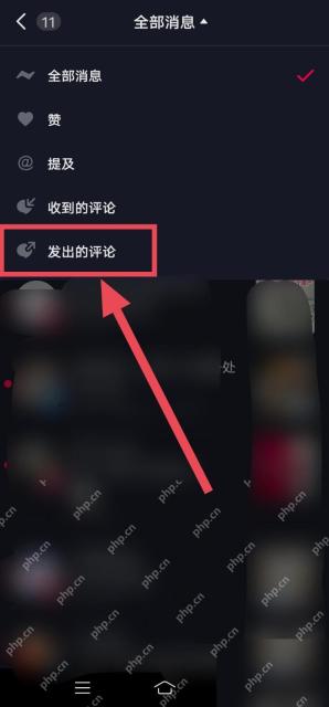 抖音互动消息筛选评论入口，用于查看历史评论