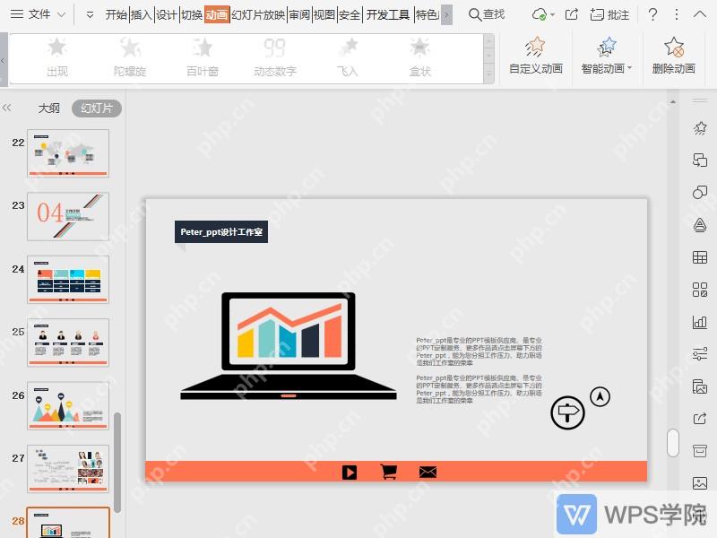 WPS演示动画选项卡中点击删除动画按钮清除对象动画效果