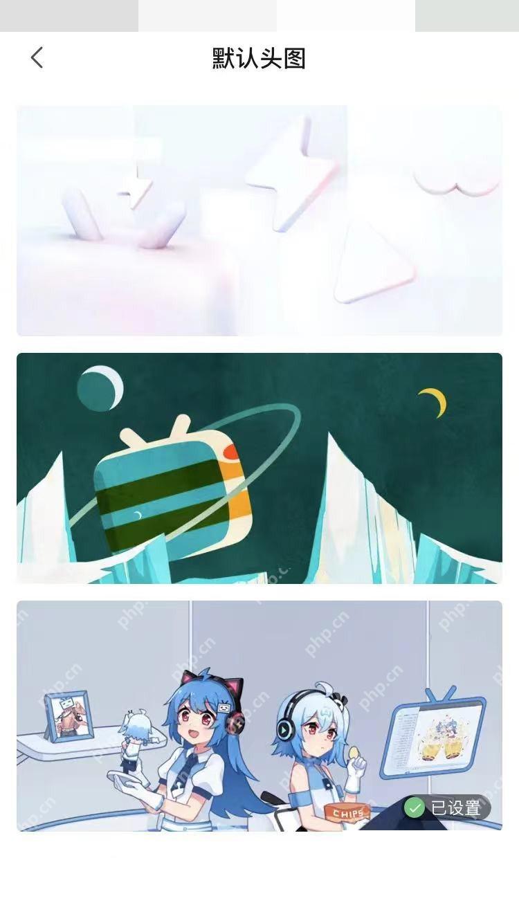 哔哩哔哩默认头图选择页面