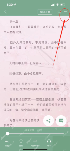 晋江小说阅读 App 阅读页右上角三个点更多菜单，证明连续购买章节需要先打开当前文章菜单
