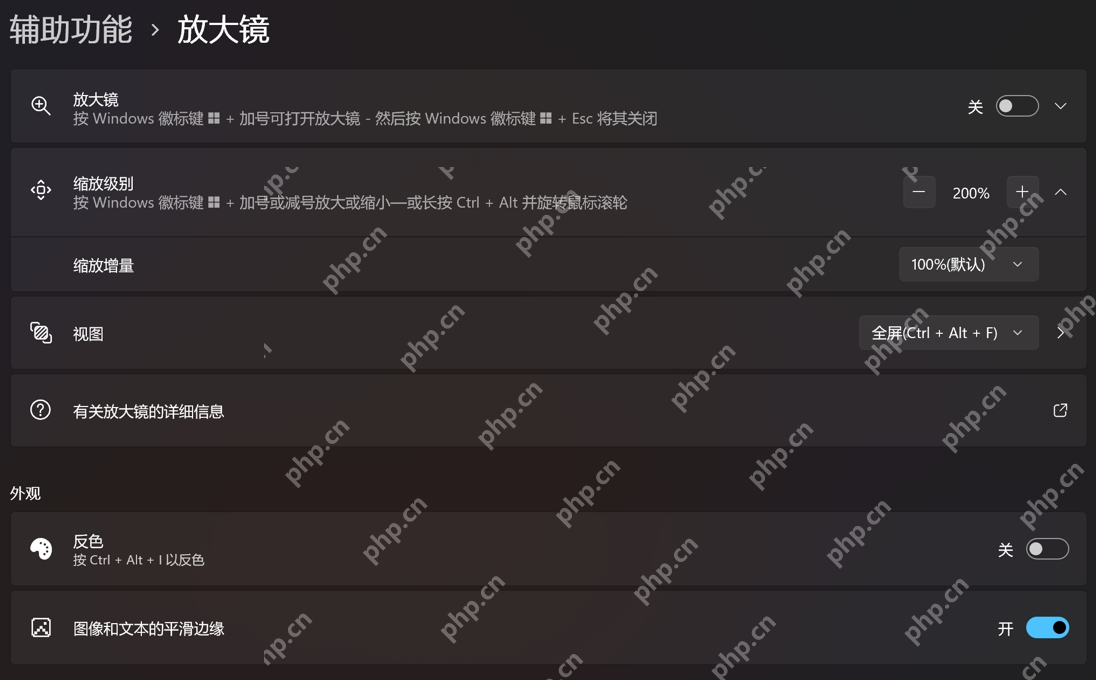 win11怎么固定放大镜显示区域_win11放大镜固定区域设置教程 - php中文网