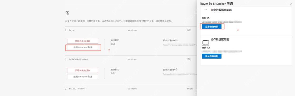 Microsoft 账户页面查看 BitLocker 恢复密钥
