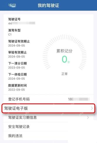 交管12123我的驾驶证详情页面