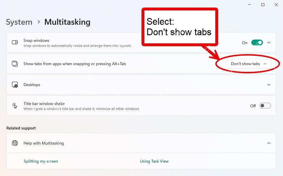 Win11 Alt Tab 设置为 Don't show tabs 不显示标签页