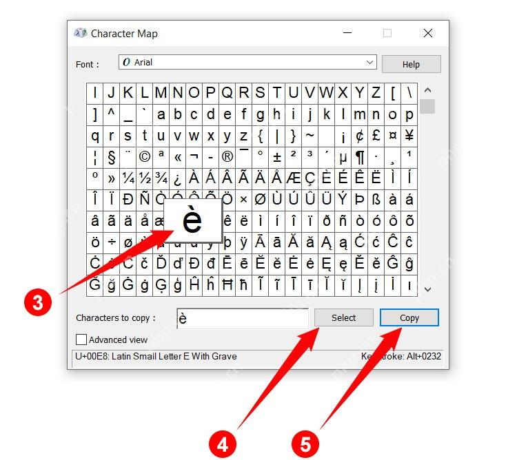 Windows 10 字符映射表中选择并复制特殊符号