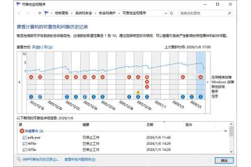 Win10 可靠性历史记录按日期显示应用故障和信息事件