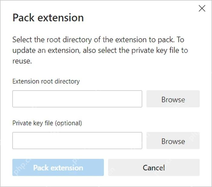 Microsoft Edge扩展打包对话框