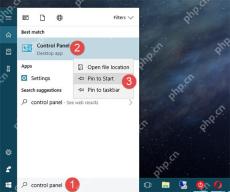 Win10 开始菜单搜索结果中显示 Control Panel 控制面板