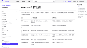 Kratos v3 新功能官方页面列出 HTTP streaming、config Get、validation 和错误 helper