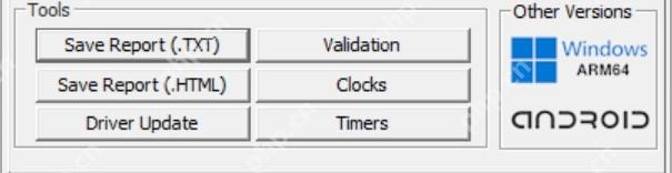 CPU-Z About 页面 Tools 区域显示 Save Report TXT 和 Save Report HTML 按钮