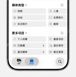 iPhone照片更多项目中的已隐藏相簿