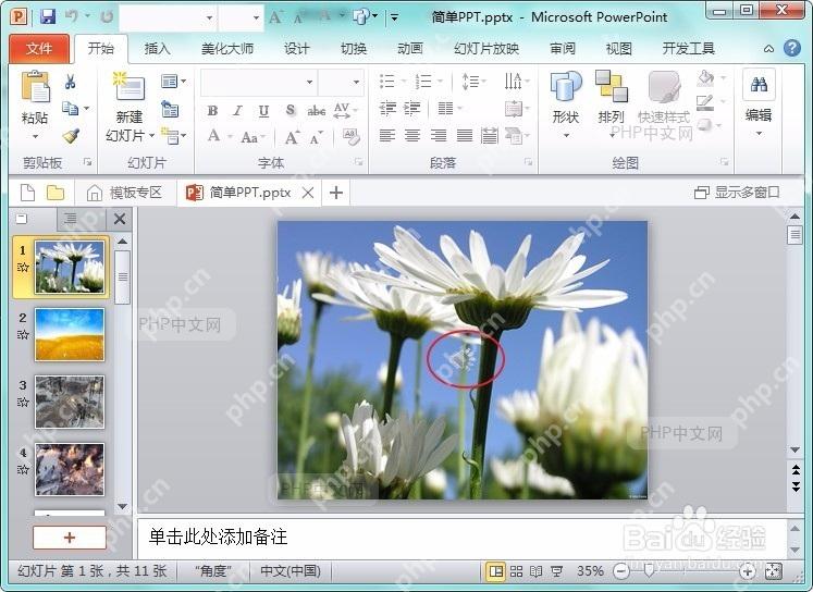 在效果选项中设置音频从当前页开始