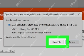 浏览器下载 Microsoft 365 Office 安装器时显示保存文件按钮