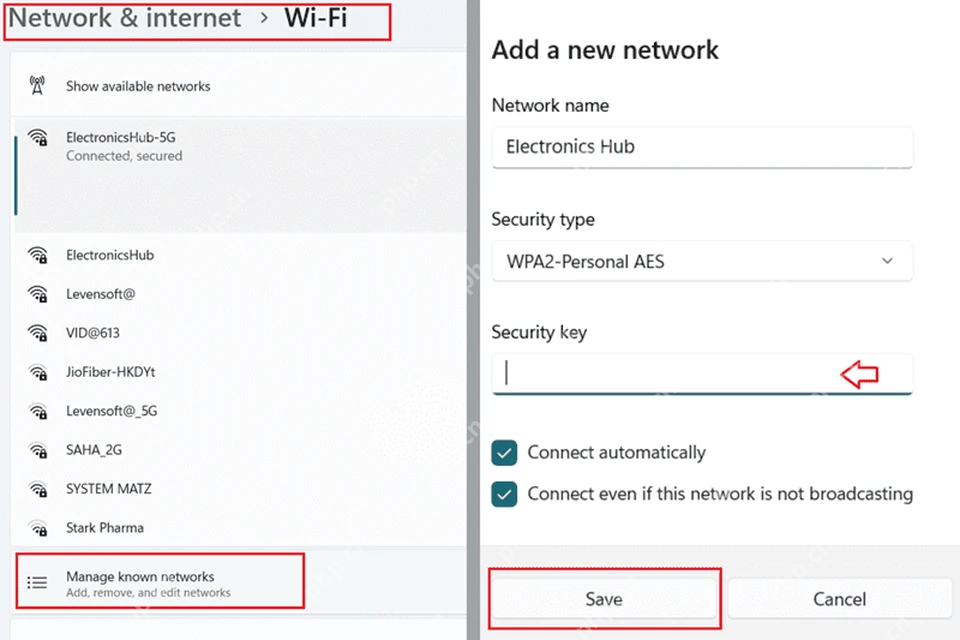 Win11 添加新网络勾选即使网络未广播也连接并保存