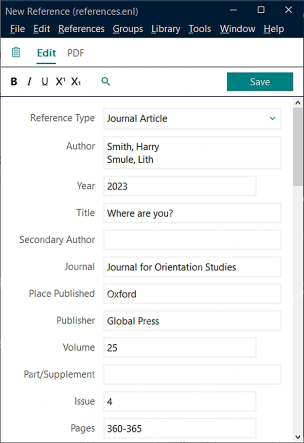 EndNote 21 Author 字段中每位作者分行填写并保留姓逗号名格式