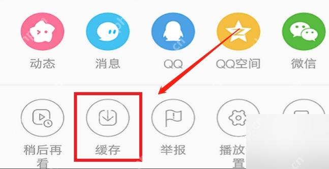 哔哩哔哩更多面板里的缓存按钮